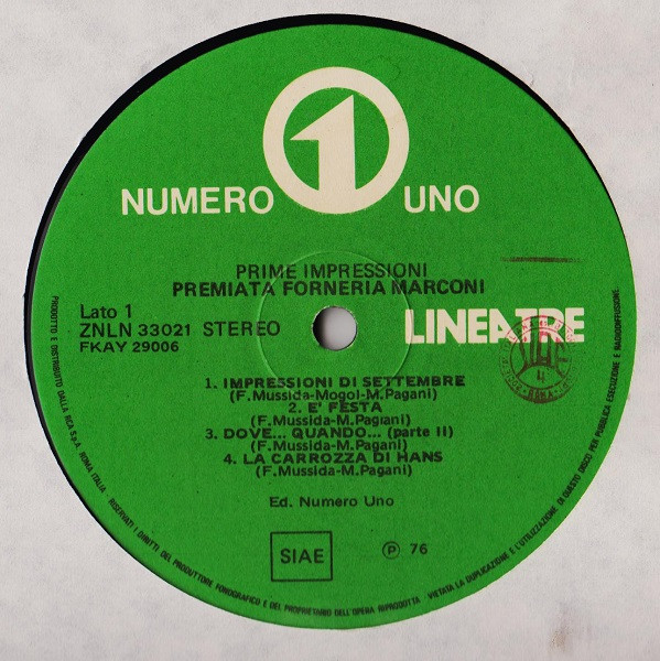 Premiata Forneria Marconi - Prime Impressioni (LP, Comp)
