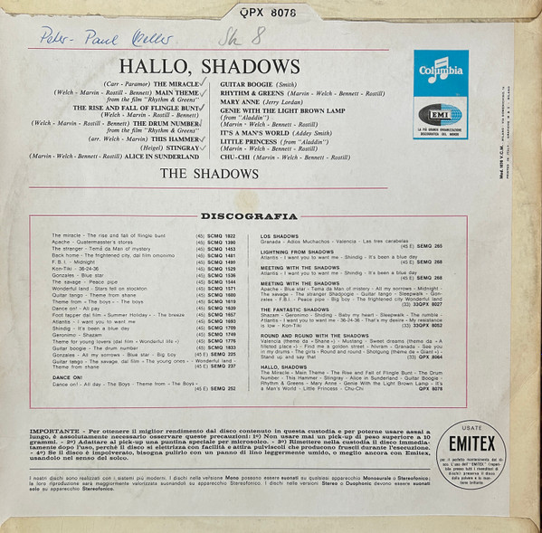 The Shadows - Hallo, Shadows (LP, Comp, Mono, blu)