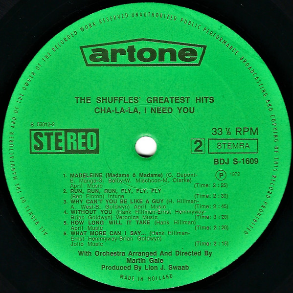 The Shuffles - Shuffles' Greatest Hits Cha-La-La, I Need You! (LP, Comp)