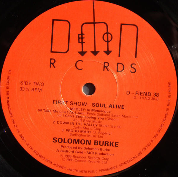 Solomon Burke - Soul Alive! (Captured Live! New Recordings Of Classic Songs By The Bishop Of Soul) (2xLP, Album)