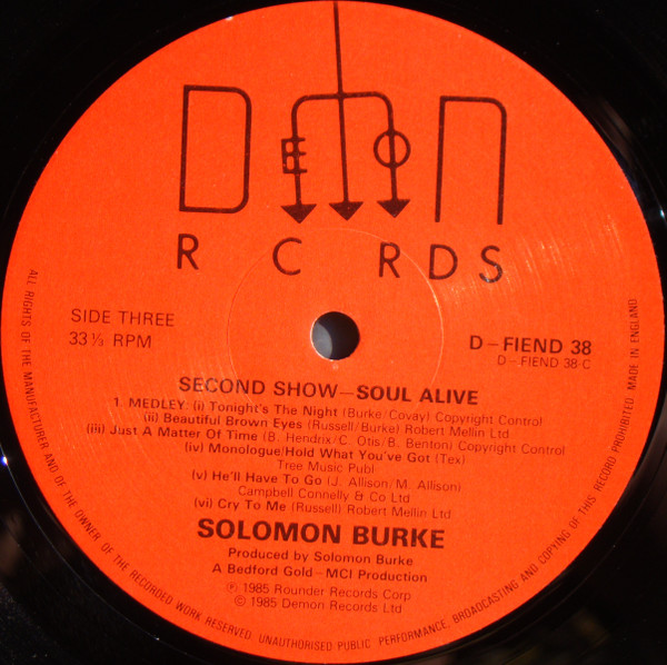 Solomon Burke - Soul Alive! (Captured Live! New Recordings Of Classic Songs By The Bishop Of Soul) (2xLP, Album)