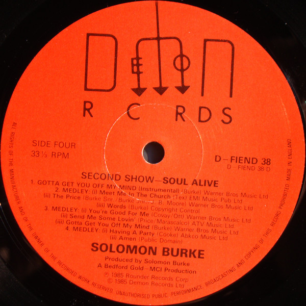 Solomon Burke - Soul Alive! (Captured Live! New Recordings Of Classic Songs By The Bishop Of Soul) (2xLP, Album)