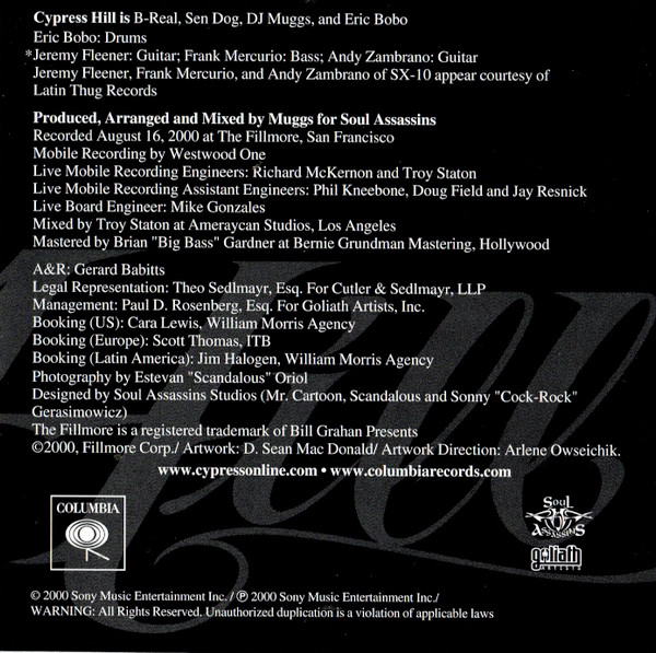 Cypress Hill - Live At The Fillmore (CD, Album)