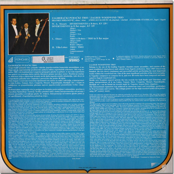 Zagrebački Puhački Trio / Zagreb Woodwind Trio* - Zagrebački Puhački Trio / Zagreb Woodwind Trio (LP, Album)