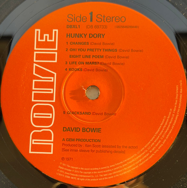 David Bowie - Hunky Dory (LP, Album, RE, RM, 180)