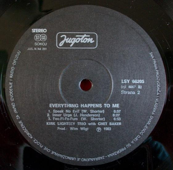 Kirk Lightsey Trio With Chet Baker - Everything Happens To Me (LP, Album)