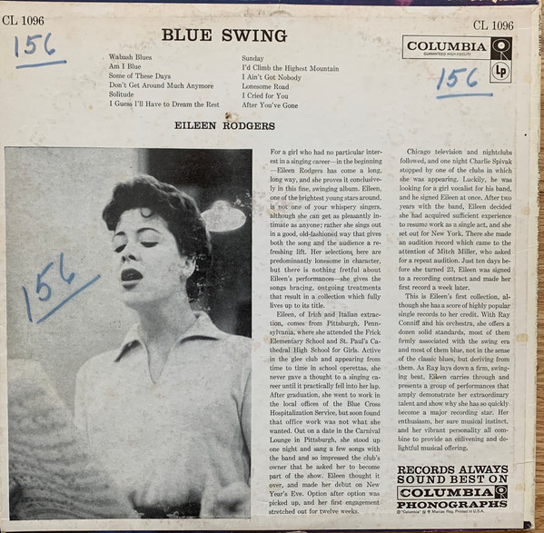 Eileen Rodgers - Blue Swing (LP, Album, Mono)