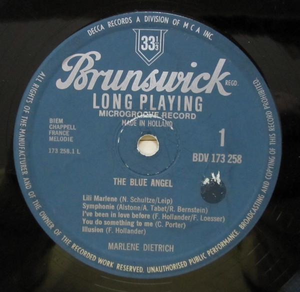 Marlene Dietrich - The Blue Angel (LP, Album, Comp)