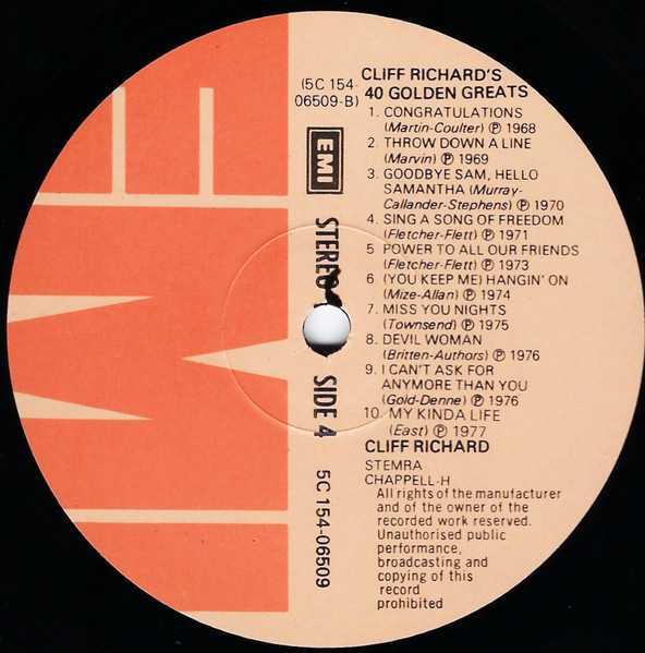 Cliff Richard - 40 Golden Greats (2xLP, Comp)
