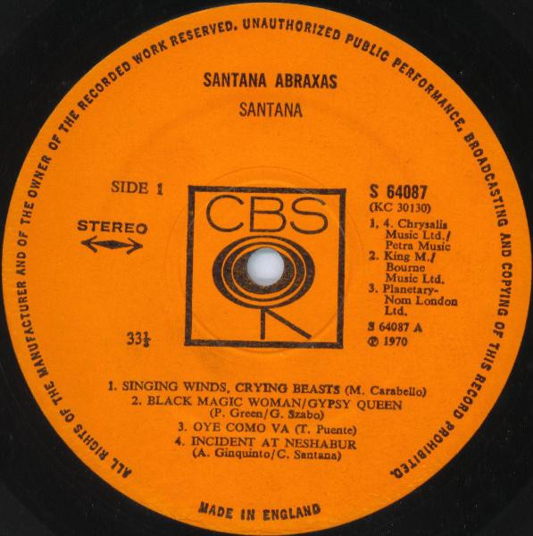 Santana - Abraxas (LP, Album, RP)