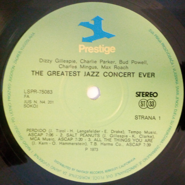 Charlie Parker, Dizzy Gillespie, Bud Powell, Charles Mingus, Max Roach - The Greatest Jazz Concert Ever (2xLP, Comp, RE, RM)