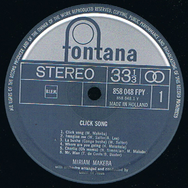 Miriam Makeba - Click Song (LP, Album, RE)
