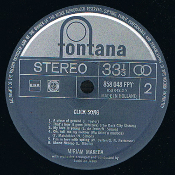 Miriam Makeba - Click Song (LP, Album, RE)