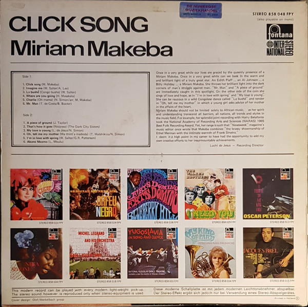 Miriam Makeba - Click Song (LP, Album, RE)