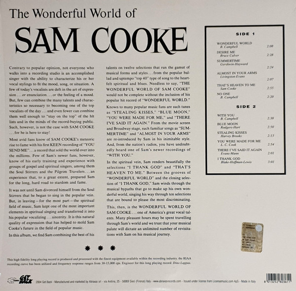 Sam Cooke - The Wonderful World Of Sam Cooke (LP, Comp, RE, 180)