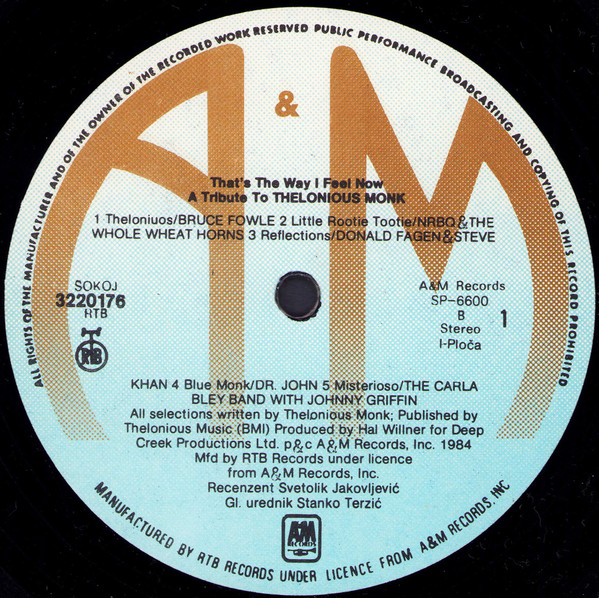 Various - That's The Way I Feel Now - A Tribute To Thelonious Monk (2xLP, Album)