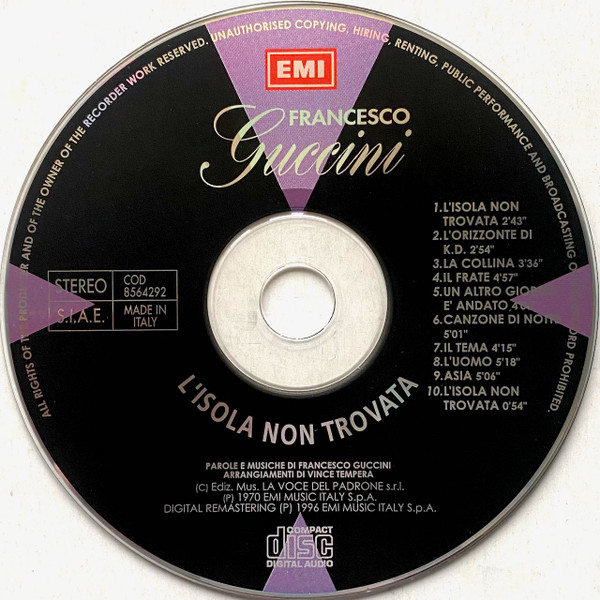 Francesco Guccini - L'Isola Non Trovata (CD, Album, RE, RM)