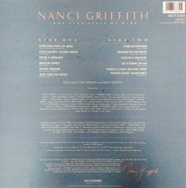 Nanci Griffith - Lone Star State Of Mind (LP, Album)