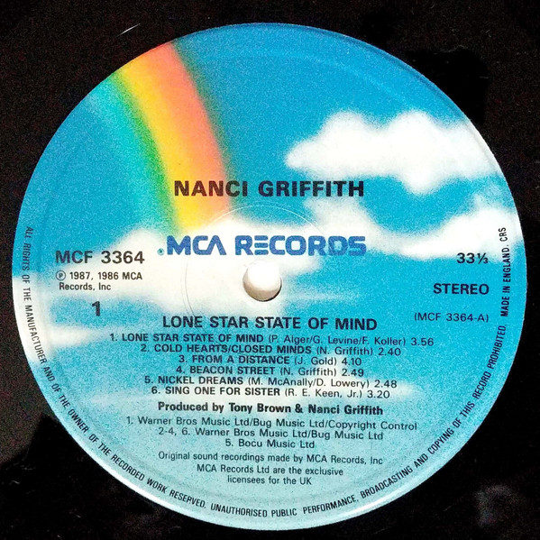 Nanci Griffith - Lone Star State Of Mind (LP, Album)