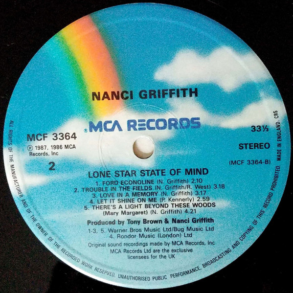 Nanci Griffith - Lone Star State Of Mind (LP, Album)