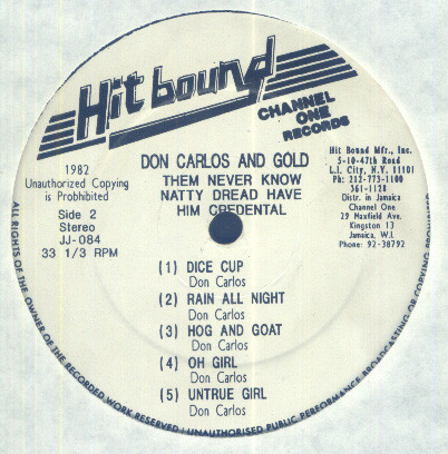 Don Carlos (2) And Gold (2) - Them Never Know Natty Dread Have Him Credential (LP, Album)