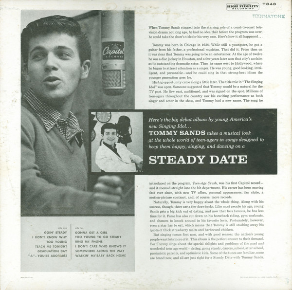 Tommy Sands - Steady Date With Tommy Sands (LP, Album, Mono, Tur)
