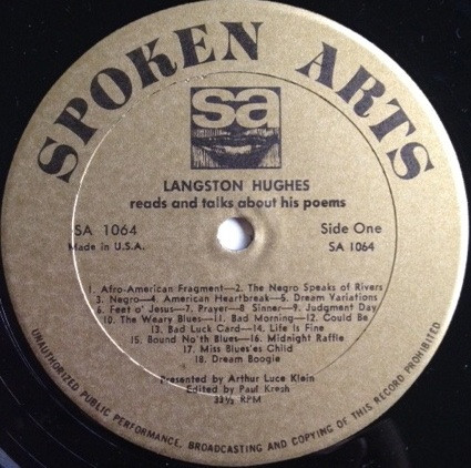 Langston Hughes - Langston Hughes Reads And Talks About His Poems (LP, Album)