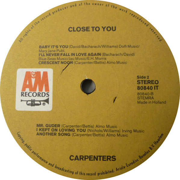 Carpenters - Close To You (LP, Album)