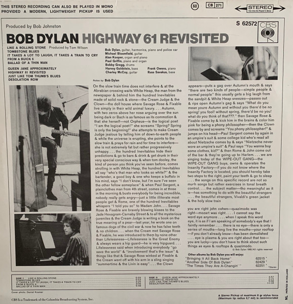 Bob Dylan - Highway 61 Revisited (LP, Album, RP)