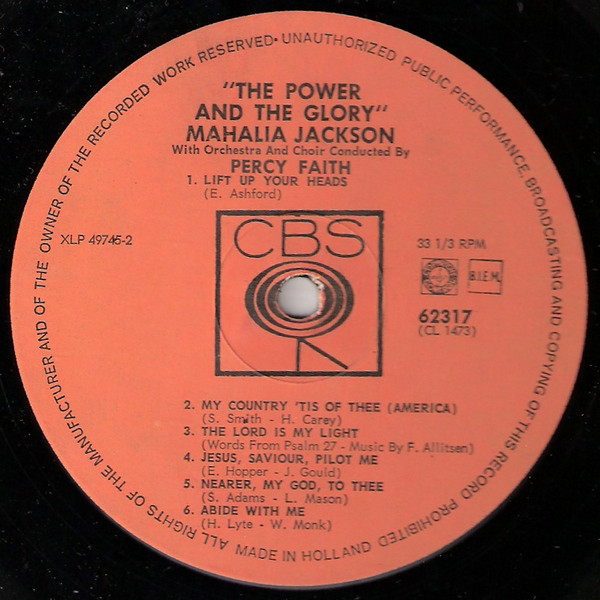 Mahalia Jackson With Orchestra And Choir Conducted By Percy Faith - The Power And The Glory (LP, Album)