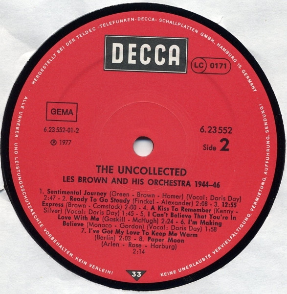 Les Brown And His Orchestra - The Uncollected Les Brown, 1944-1946 (LP, Album)