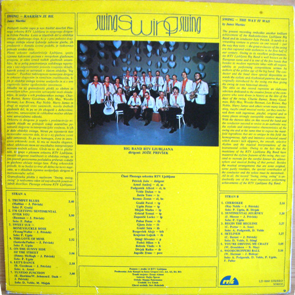 Big Band RTV Ljubljana Dirigent Jože Privšek - Swing Swing Swing (LP, Album)
