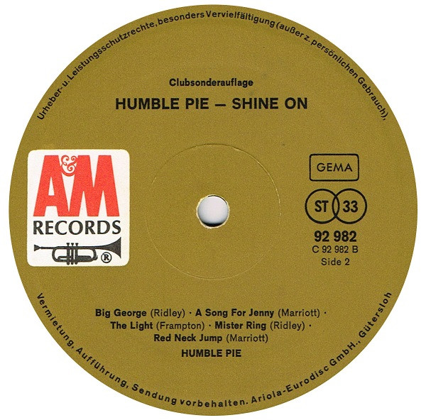 Humble Pie - Shine On (LP, Album, Club)