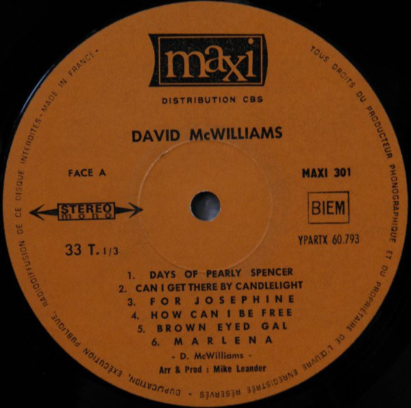 David McWilliams - Days Of Pearly Spencer (LP, Album)