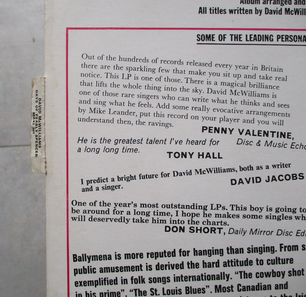 David McWilliams - Days Of Pearly Spencer (LP, Album)