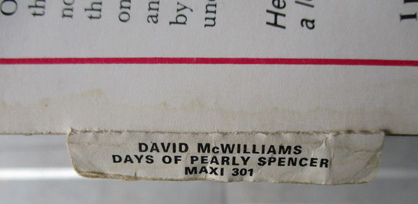 David McWilliams - Days Of Pearly Spencer (LP, Album)