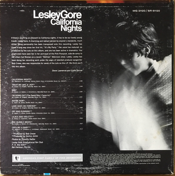Lesley Gore - California Nights (LP, Album, Mono)
