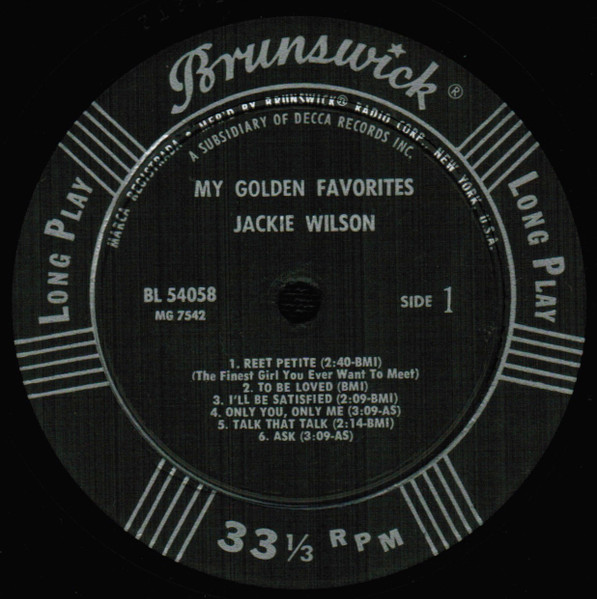 Jackie Wilson - My Golden Favorites (LP, Comp, Mono)