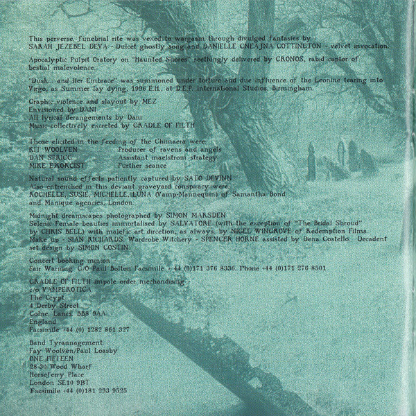 Cradle Of Filth - Dusk And Her Embrace (CD, Album)