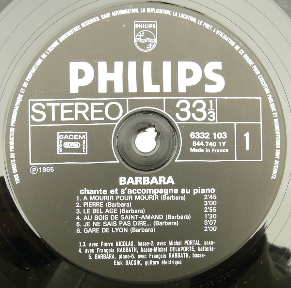 Barbara (5) - Barbara Chante Barbara (LP, Album, RE)