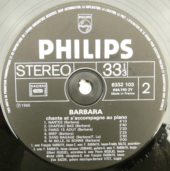 Barbara (5) - Barbara Chante Barbara (LP, Album, RE)
