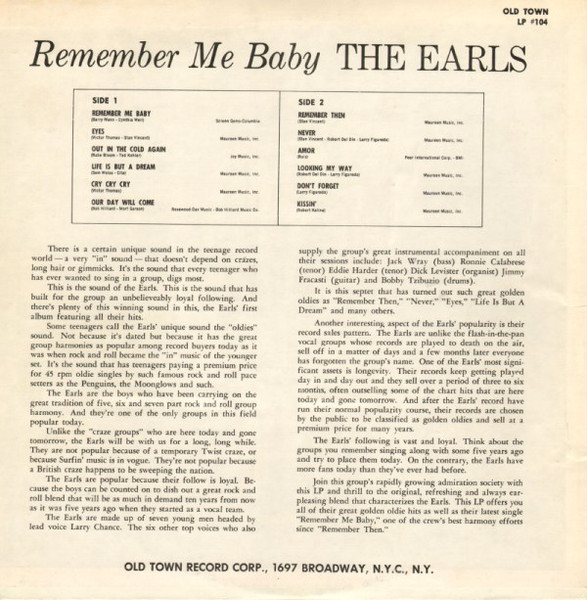 The Earls - Remember Me Baby (LP, Album)