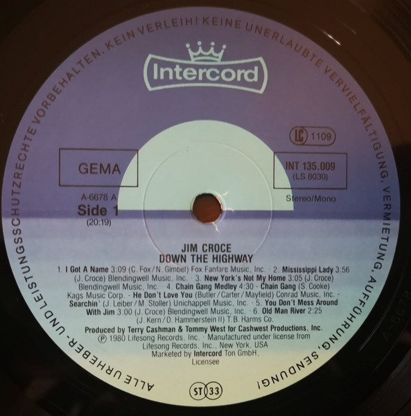 Jim Croce - Down The Highway (LP, Comp)