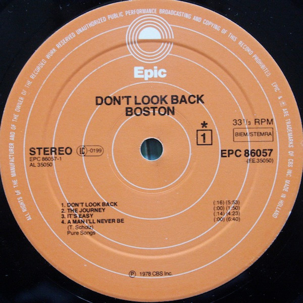 Boston - Don't Look Back (LP, Album, Gat)