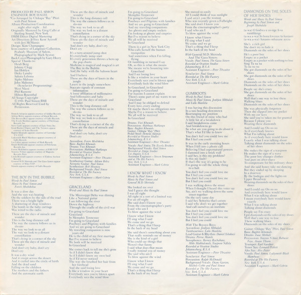 Paul Simon - Graceland (LP, Album, Emb)