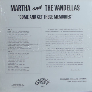 Martha And The Vandellas* - Come And Get These Memories (LP, Album, Mono, RE)