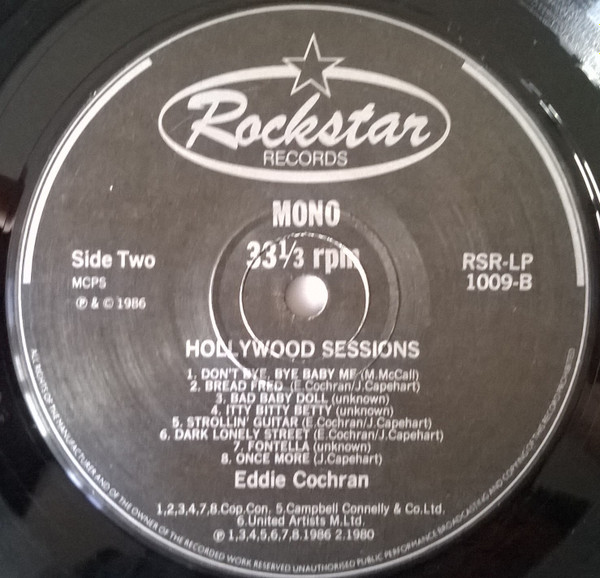 Eddie Cochran - The Hollywood Sessions (LP, Comp, Mono)