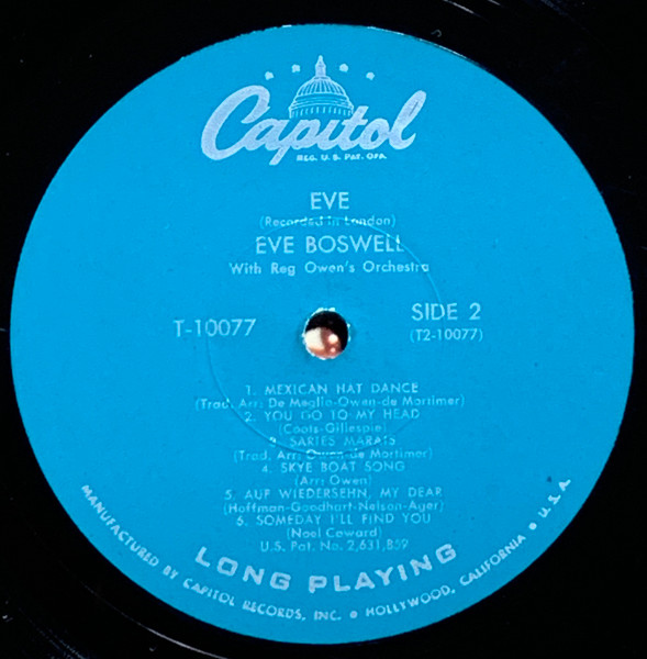 Eve Boswell - Eve (LP, Album, Mono, Etch)