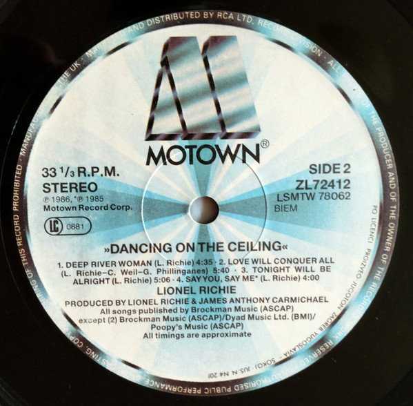 Lionel Richie - Dancing On The Ceiling (LP, Album, RE, Gat)