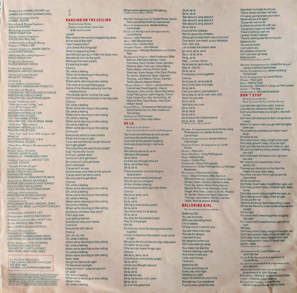 Lionel Richie - Dancing On The Ceiling (LP, Album, RE, Gat)